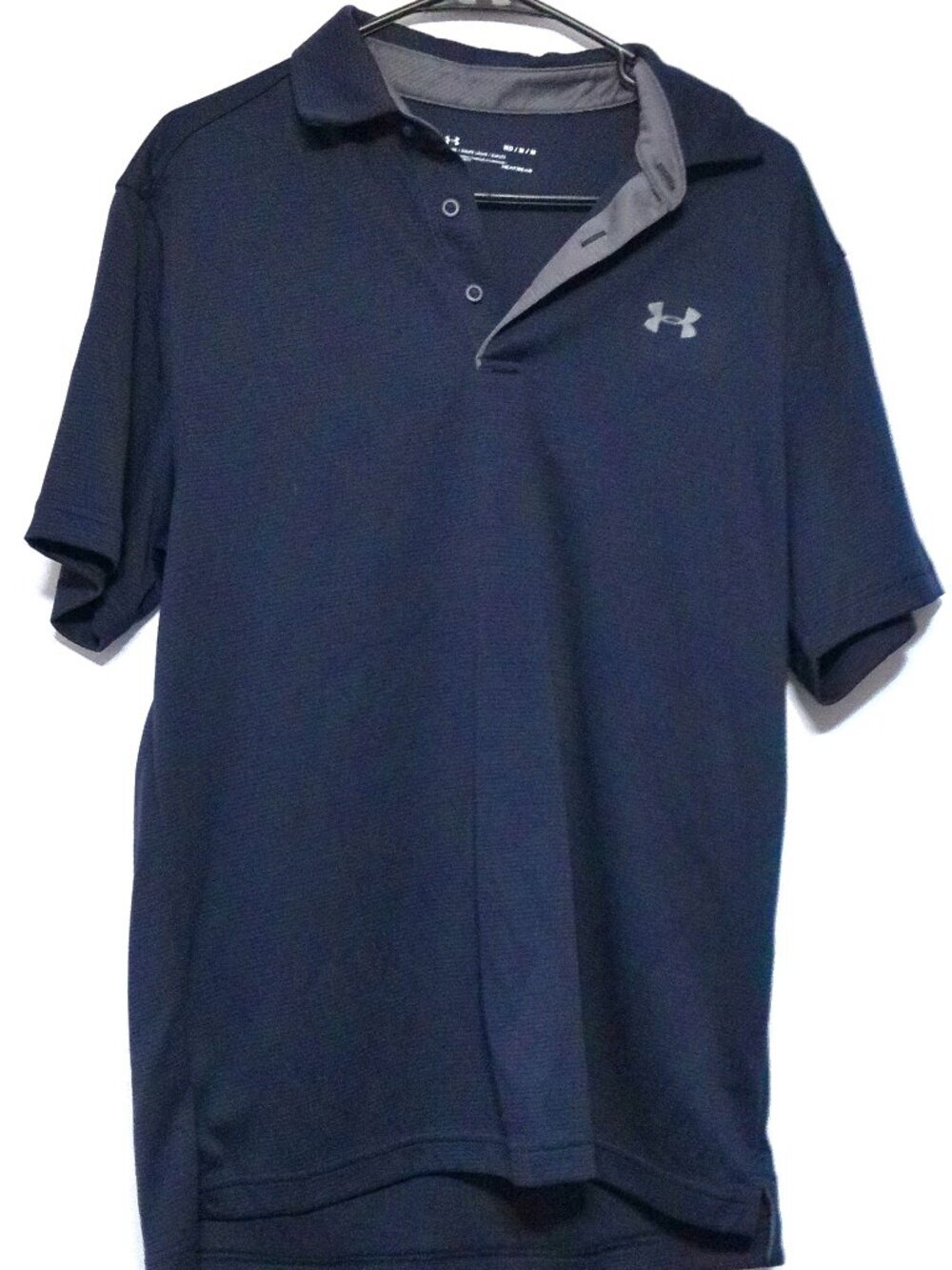 Under Armour HeatGear Polo Shirt Navy Blue Short Sleeve Men’s Medium Golf Athlet